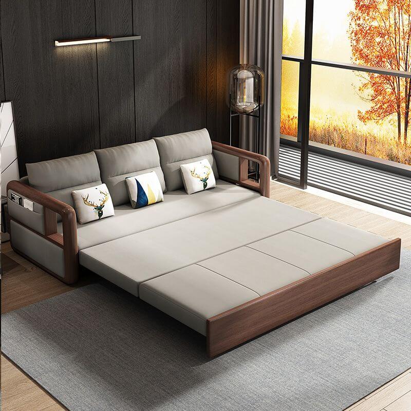 Modern Leather Sofa for Small Apartments - Convertible Backrest Sofa Bed for Living Room, Guest Room & Studio - Comfortable & Space-Saving Furniture