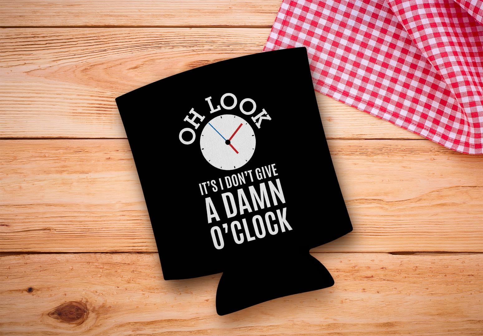48-Pack Black Can Coolers - Insulated Drink Sleeves for Beer & Soda - Funny Retirement Gifts 'It's Don't Give a Damn O'Clock' - Perfect for Parties, BBQs & Office Celebrations