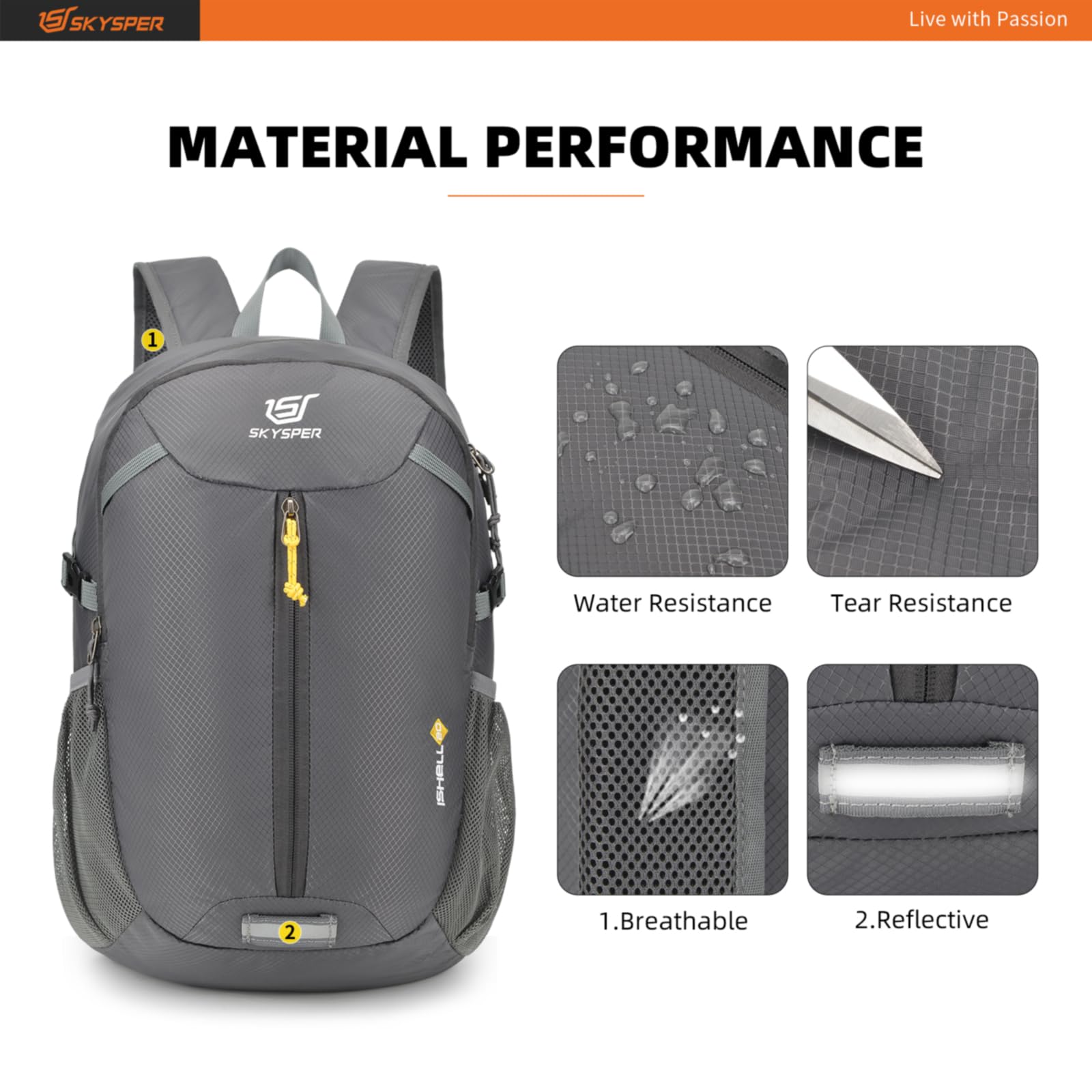 SKYSPER 20L Ultralight Waterproof Foldable Backpack - Compact Daypack for Hiking, Travel & Daily Commute - Perfect for Outdoor Adventures, City Trips & Work/School Use
