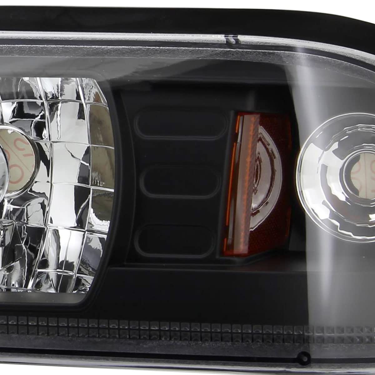 Ford Mustang 1987-1993 Replacement Headlights - Black Euro 1-Piece Style Lamps | Perfect for Restoration & Night Driving