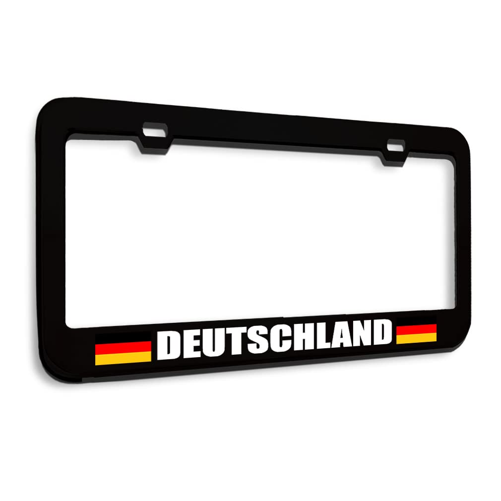 Speedy Pros Black Metal License Plate Frame for Germany - 2 Hole Car Tag Holder | Durable Auto Accessories for German Vehicles & European Road Trips