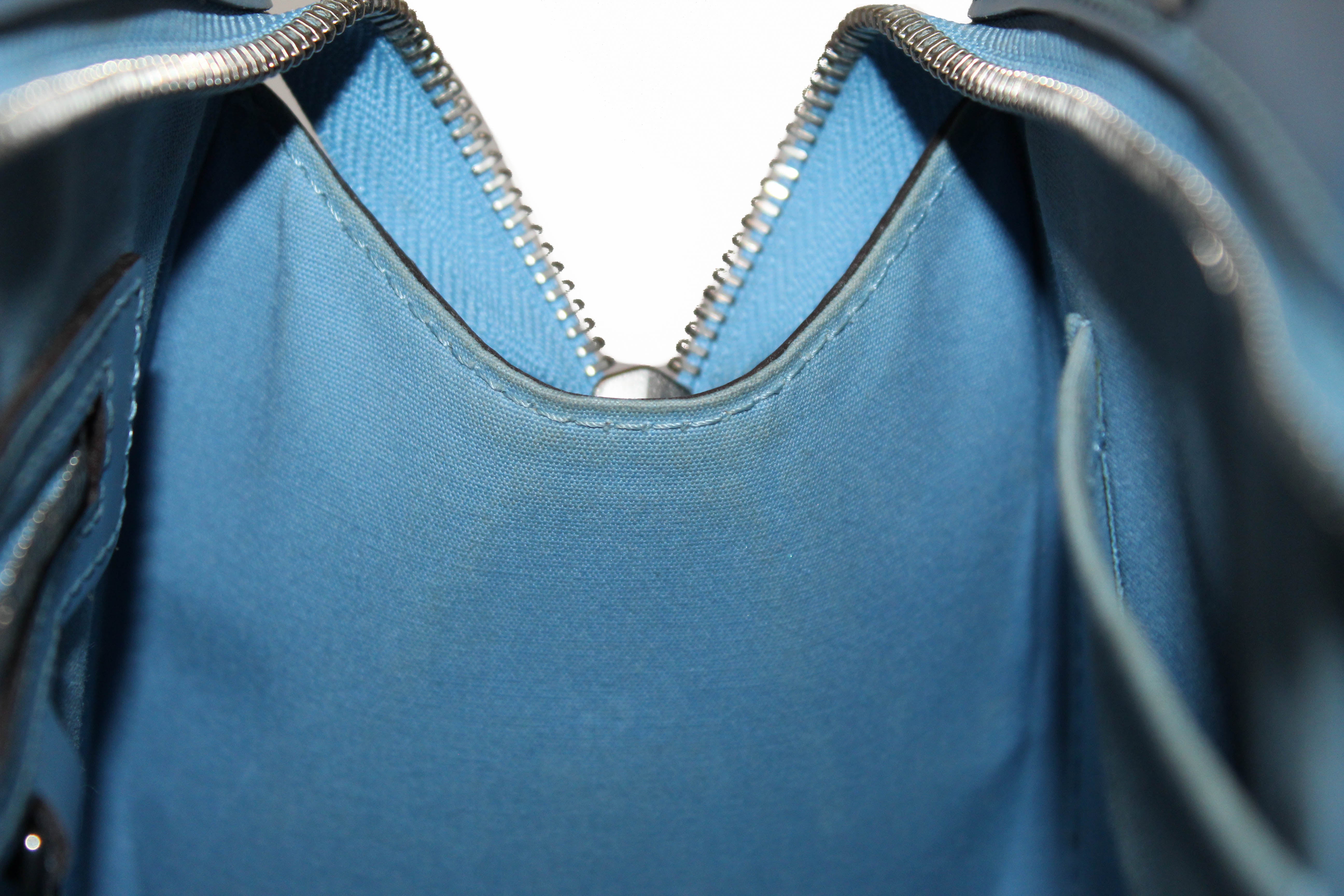 Authentic Louis Vuitton Blue Epi Leather Brea MM Tote Shoulder Bag for Women | Luxury Designer Handbag for Work, Travel & Everyday Use