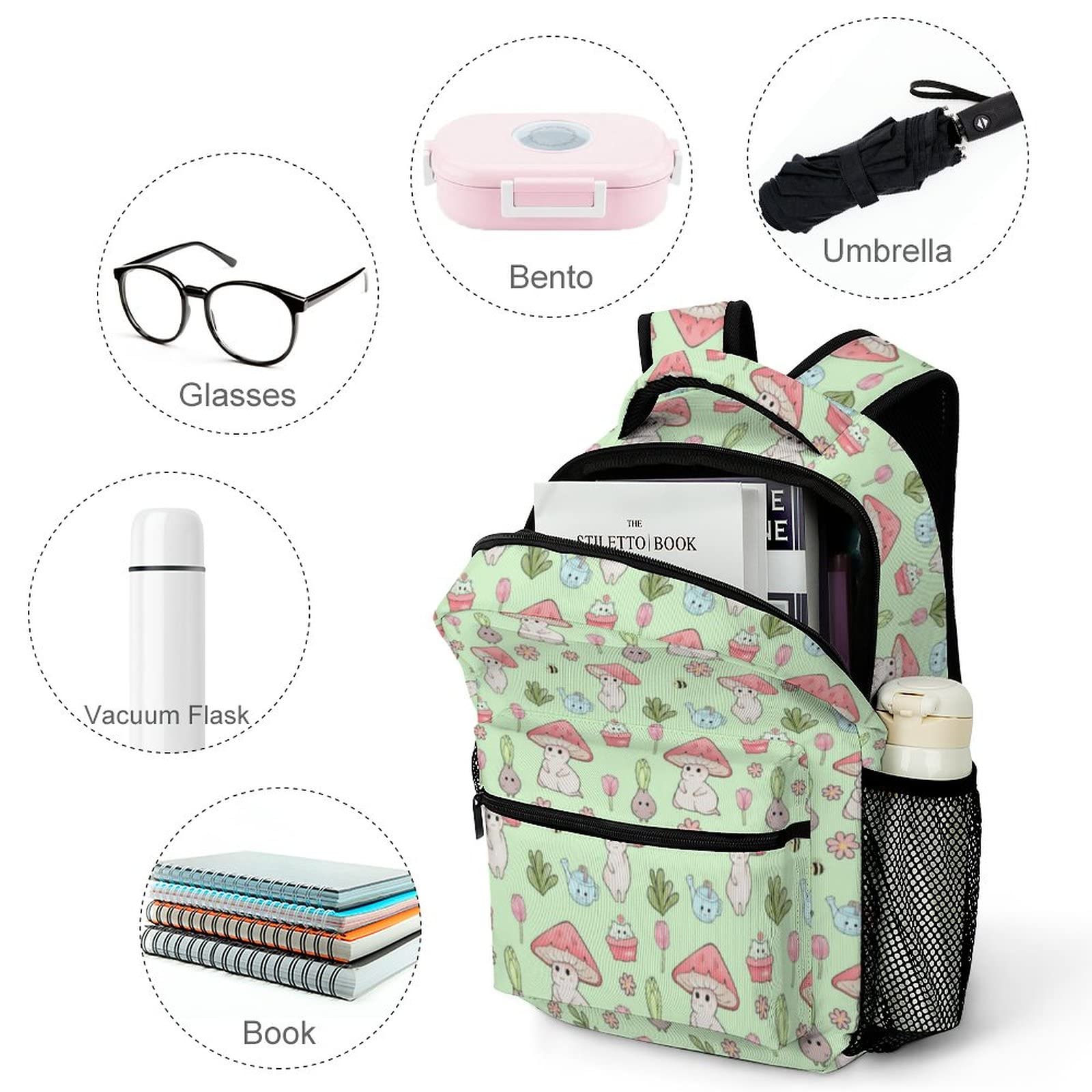 Cartoon Mushroom Backpack for School, Travel & Laptop - Men, Women & Teens