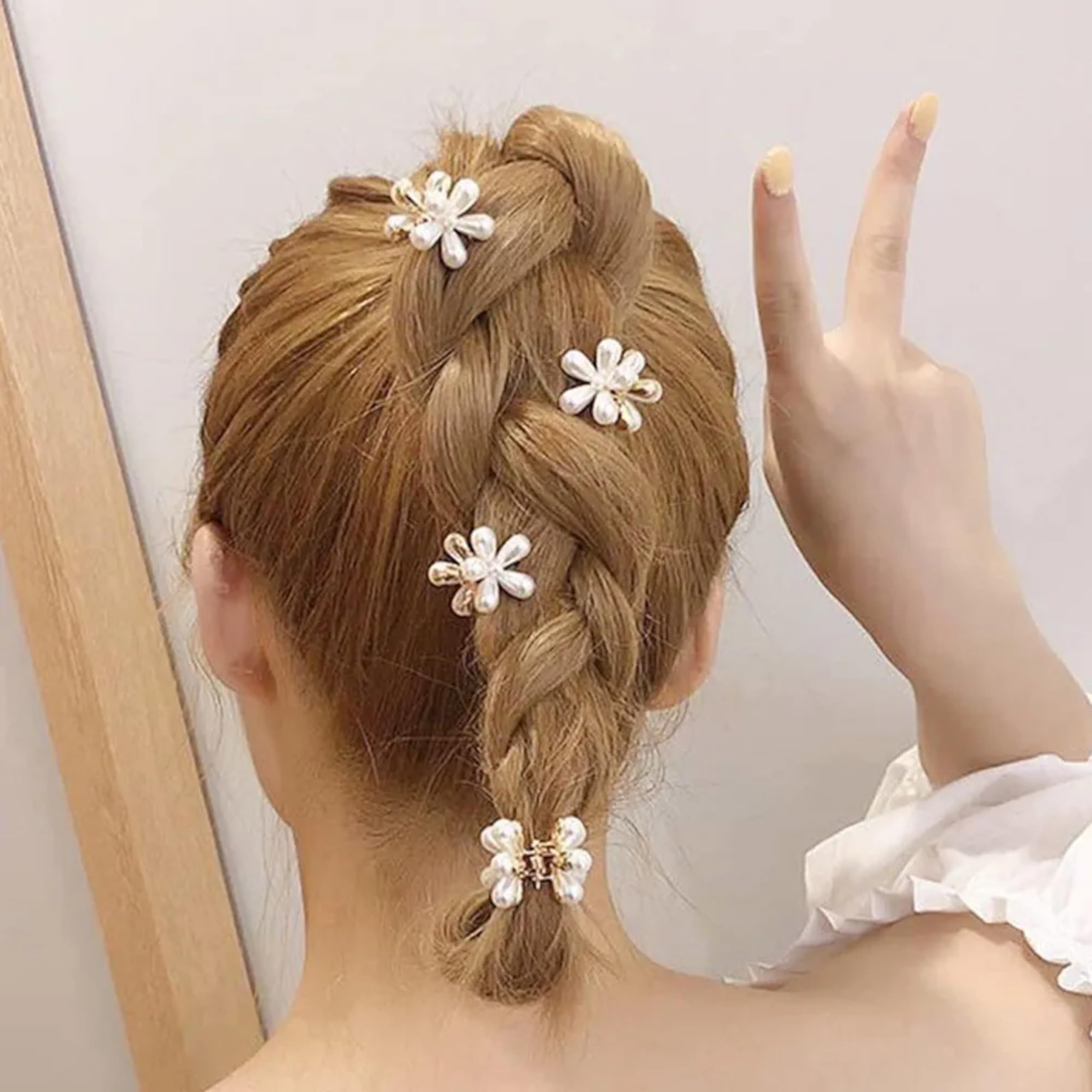 12 Pcs Mini Pearl Hair Clips for Women & Girls - Elegant Flower Pearl Bangs Clips, Wedding & Dance Hair Accessories, Artificial Pearl Claw Clips for Everyday & Special Occasions