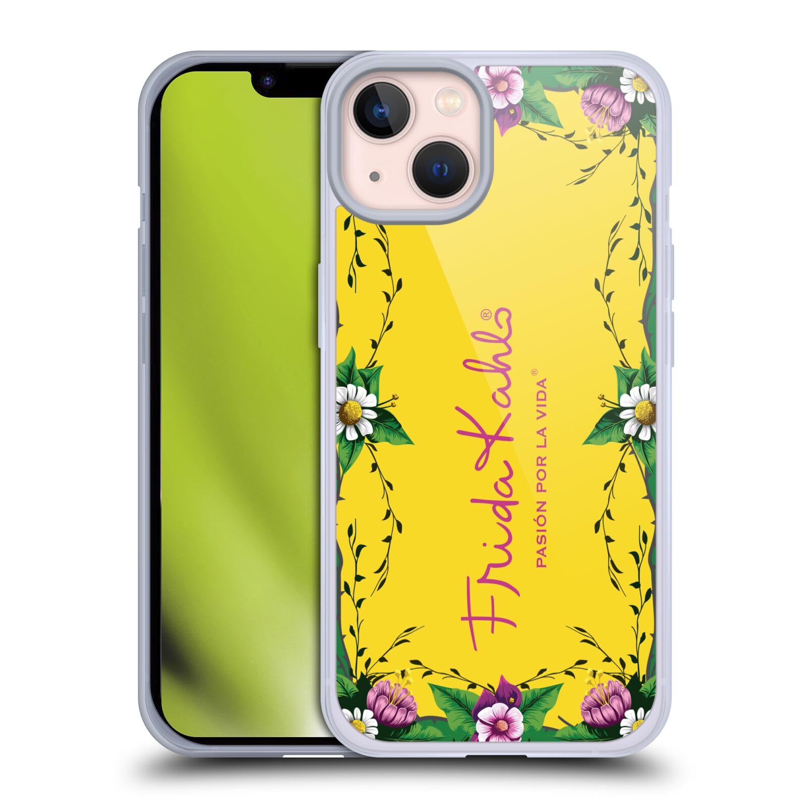 Frida Kahlo Officially Licensed Purple Floral Soft Gel Phone Case for Apple iPhone 13 - Artistic Protection with Vibrant Design, Perfect for Art Lovers & Fashion Enthusiasts