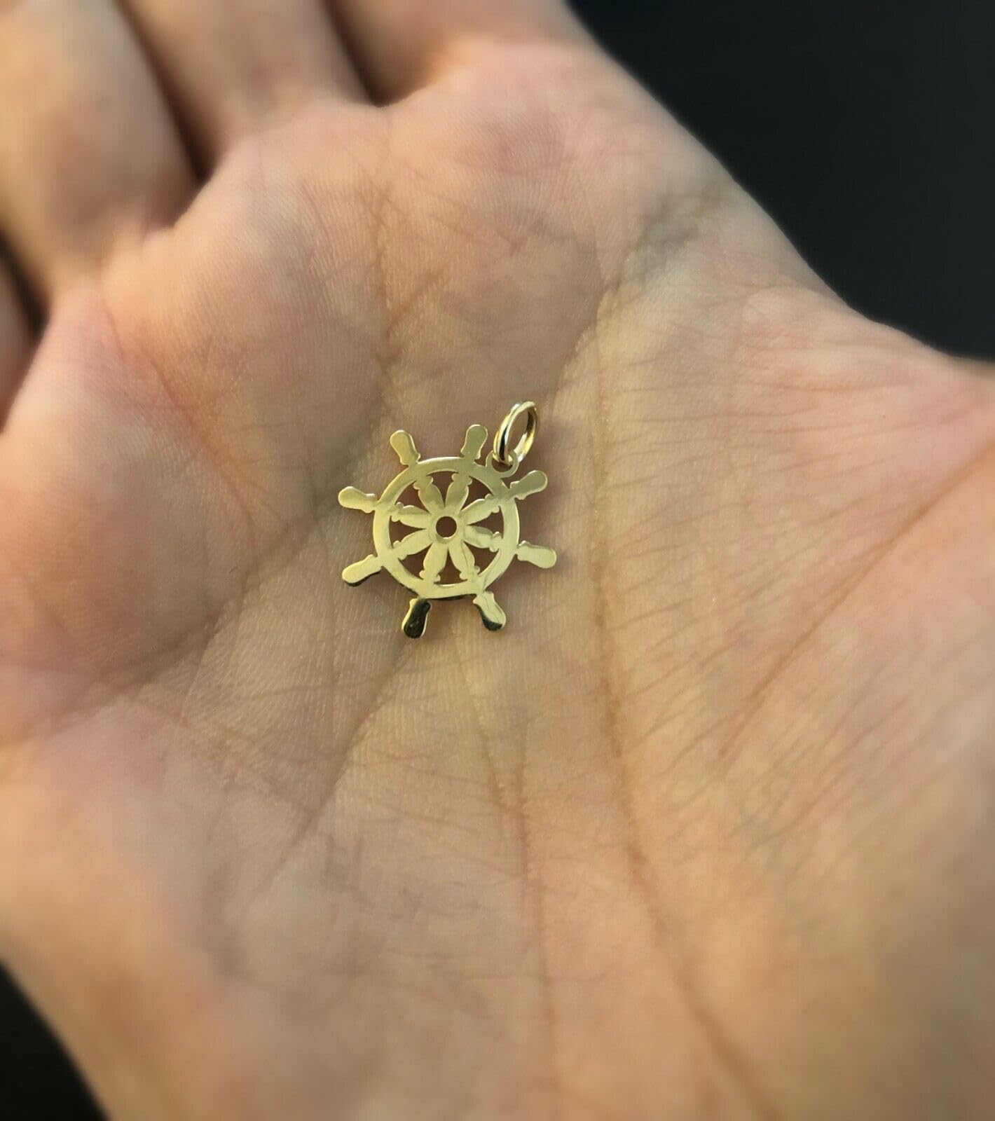14K Solid Yellow Gold Ship Rudder Pendant Necklace for Women & Men - Nautical Jewelry Gift for Sailors, Boaters & Sea Lovers