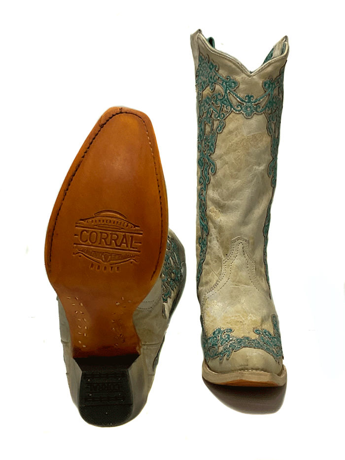 Corral A4368 Women's Snip Toe Cowgirl Boots with Overlay, Embroidery & Glitter - Perfect for Western Rodeo, Country Dancing & Casual Wear