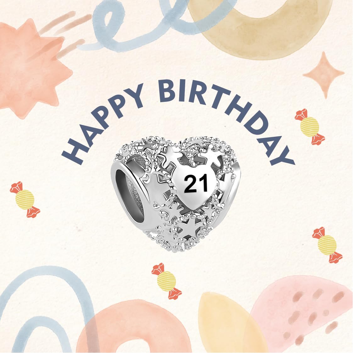 ZakiaHo Heart Charm for Bracelets - 16, 18, 21, 30, 40, 50, 60 Birthday Gifts for Women - Compatible with Pandora Bracelets - Perfect for Anniversaries, Valentine's Day & Special Occasions