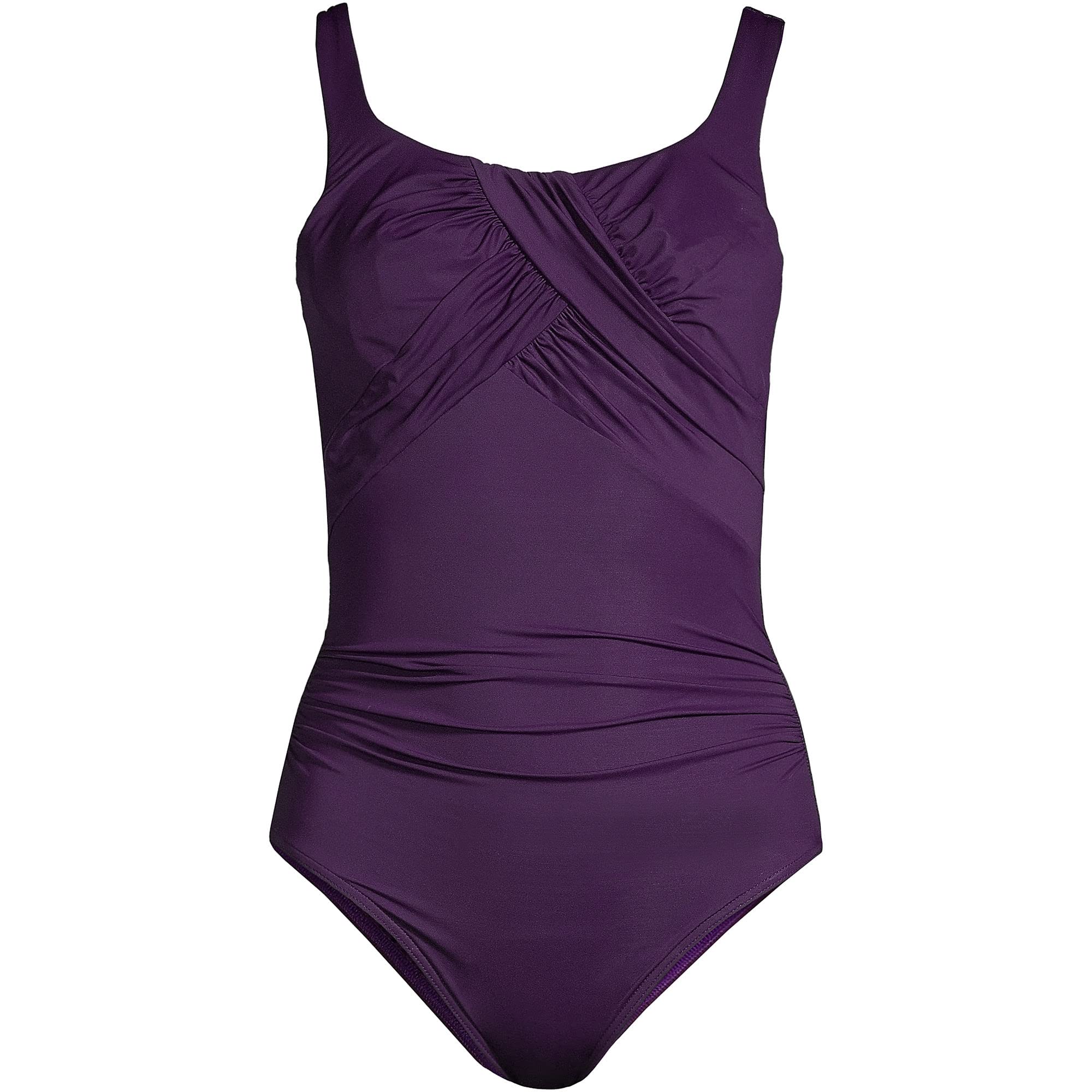 Lands' End Women's Carmela Tummy Control One Piece Swimsuit - Chlorine Resistant, Scoop Neck, Slimming Swimwear for Beach, Pool & Vacation