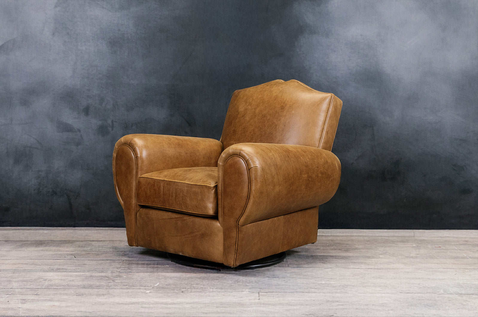 Premium Moustache Leather Cigar Swivel Chair - Stylish Office & Lounge Recliner for Home & Commercial Use