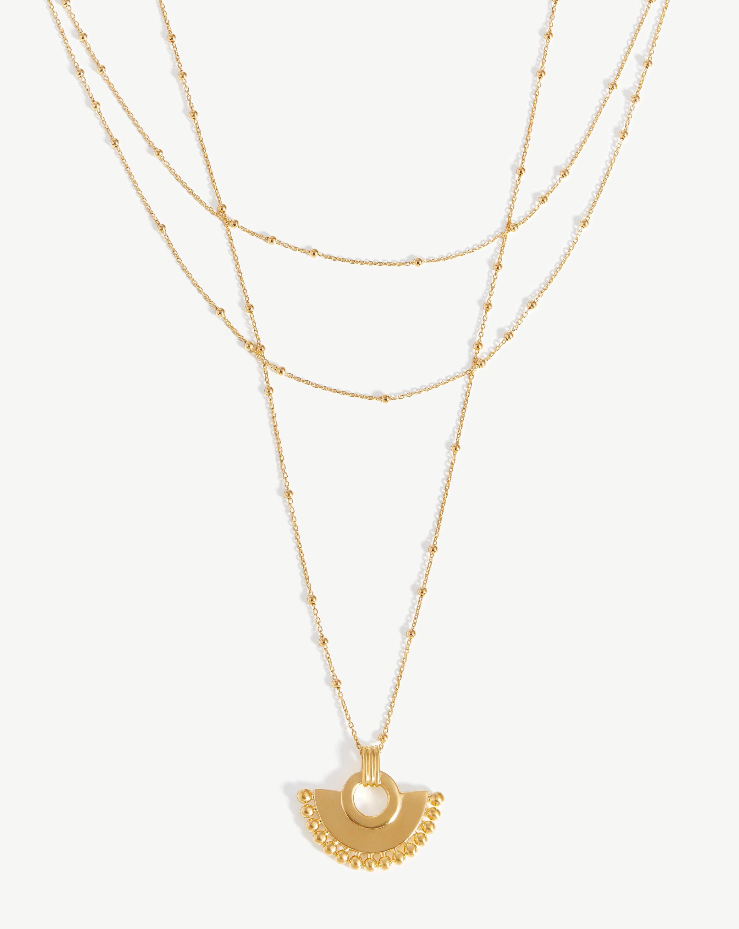 Zenyu 18k Gold Vermeil Fan Chain Necklace Set for Women - Elegant Layered Necklace for Party, Wedding & Everyday Wear