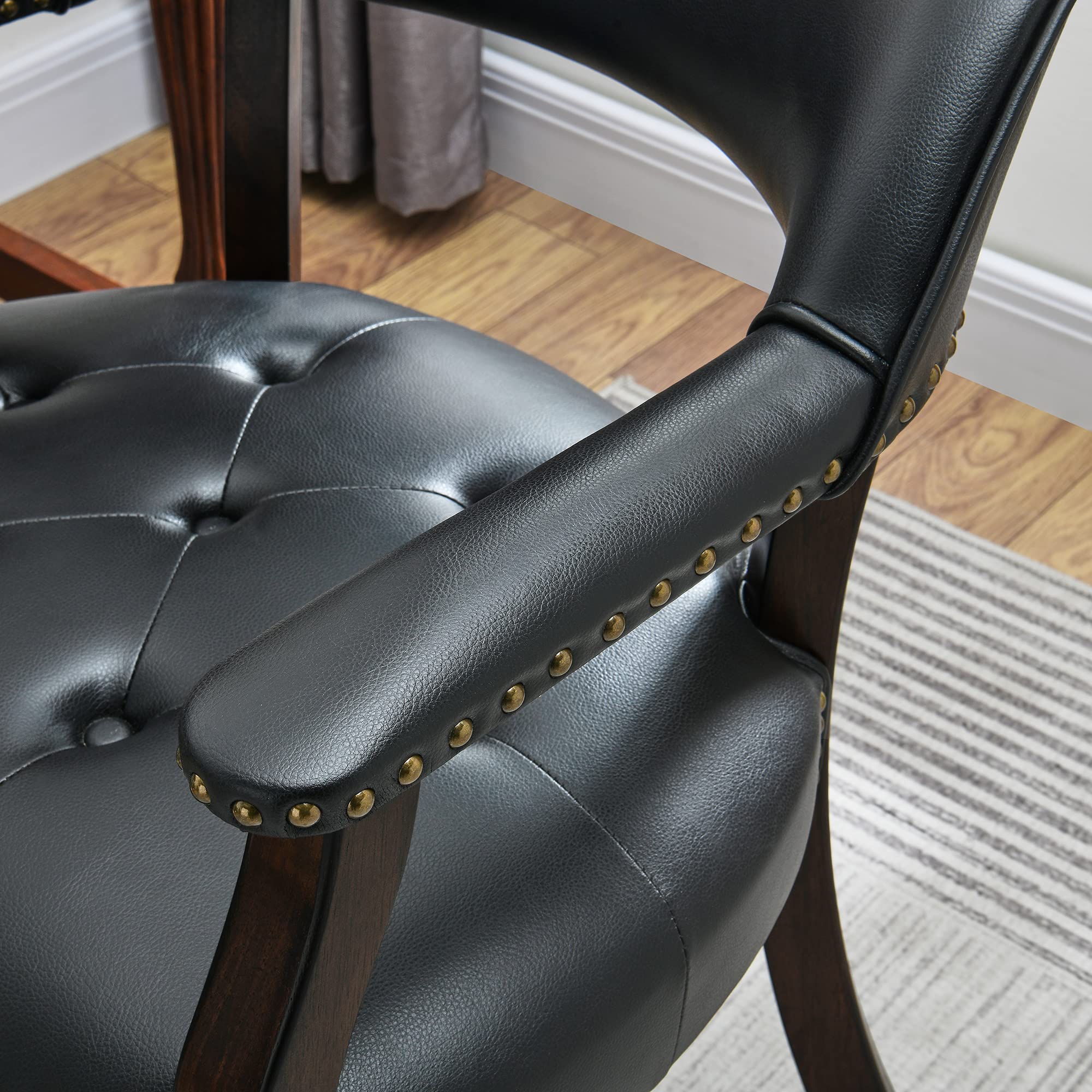 MODERION Large Dining Chairs with Solid Wood Legs - Executive Office Desk Chairs with Wheels & Classic Swivel Upholstered Accent Chairs, 31.5