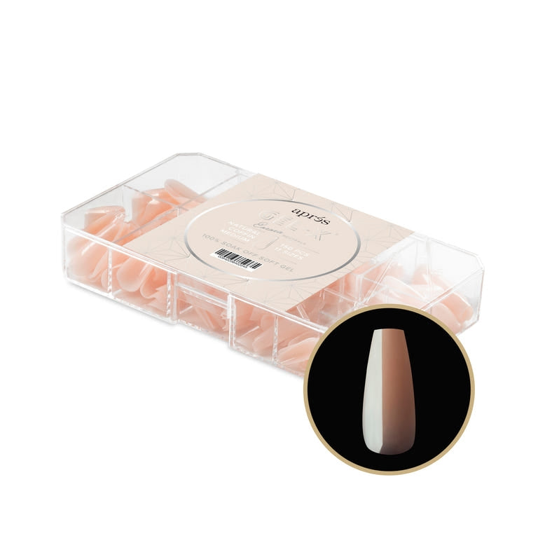 Apres Gel X Neutral Nude Fake Nails 150pc - Medium Coffin Shape Press-On Nails for Natural Look | Perfect for Weddings, Parties & Everyday Wear