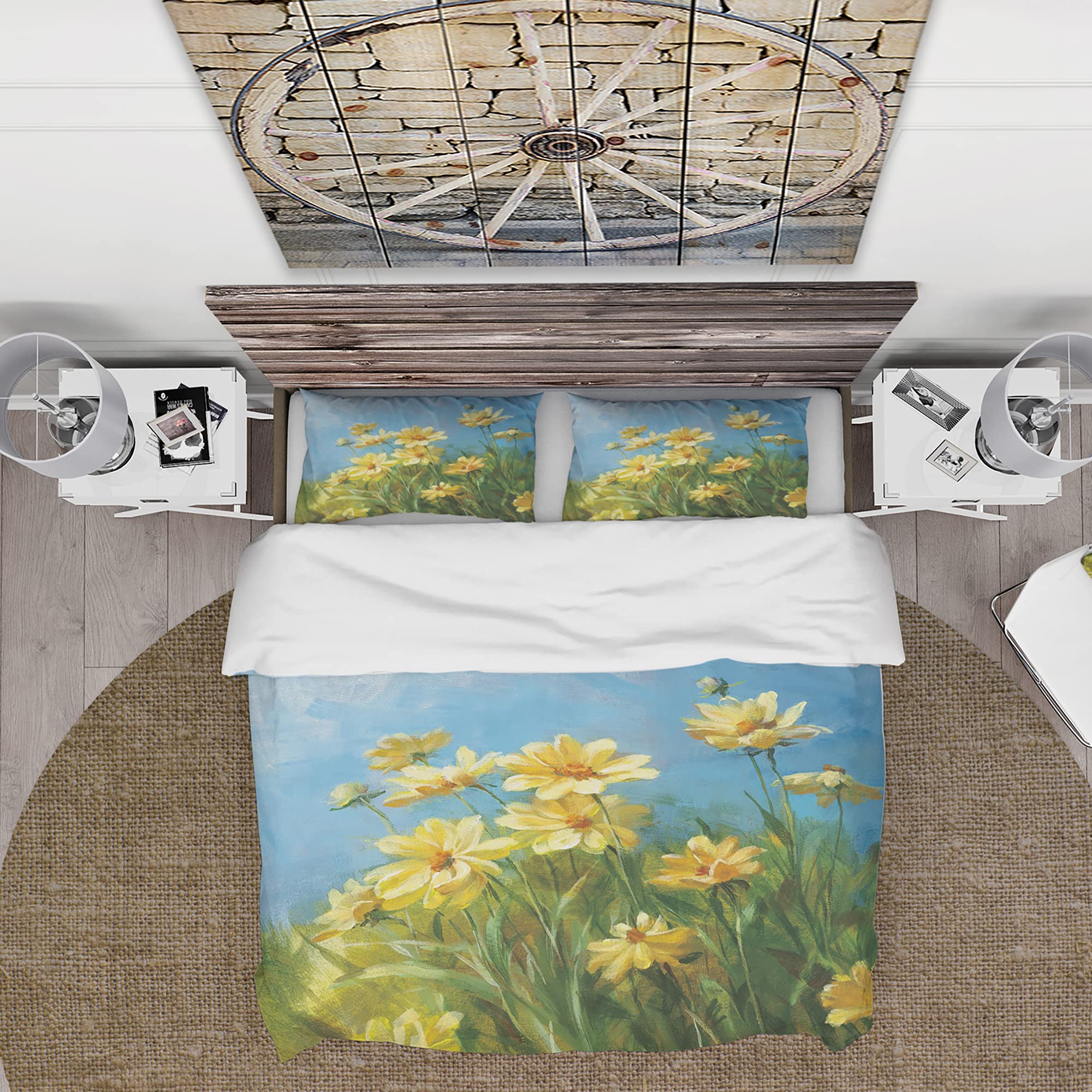 DesignQ Summer Field Traditional Blue Floral Duvet Cover Set Twin - 3 Piece All Season Bedding Set for Comfort & Style | Perfect for Guest Rooms, Dorms & Cozy Bedrooms