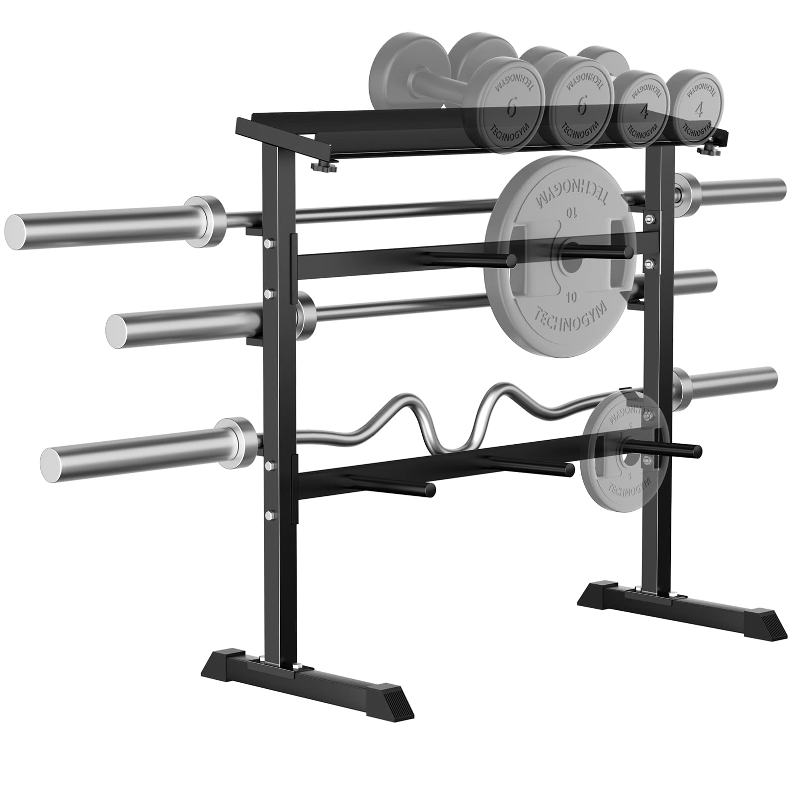 UBOWAY Compact Dumbbell Rack Stand - Heavy Duty Weight Storage Organizer for Dumbbells, Olympic Barbells & Weight Plates | Perfect for Home Gym Strength Training & Fitness Workouts | Space-Saving Exercise Equipment for Garage, Basement & Small Spaces