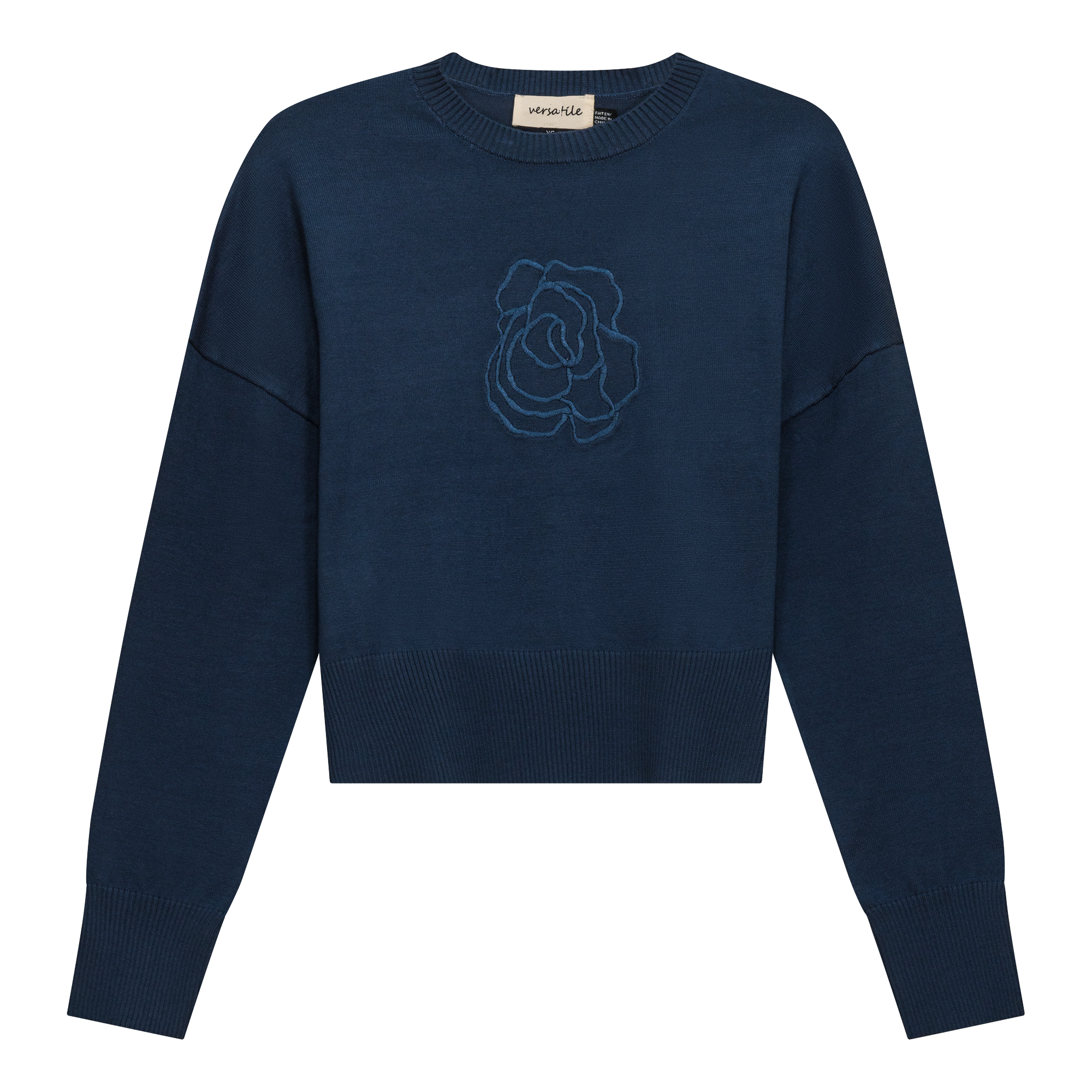 Stylish Crew Embroidered Sweater for Men & Women - Cozy Knit Pullover for Casual Wear, Fall & Winter Fashion