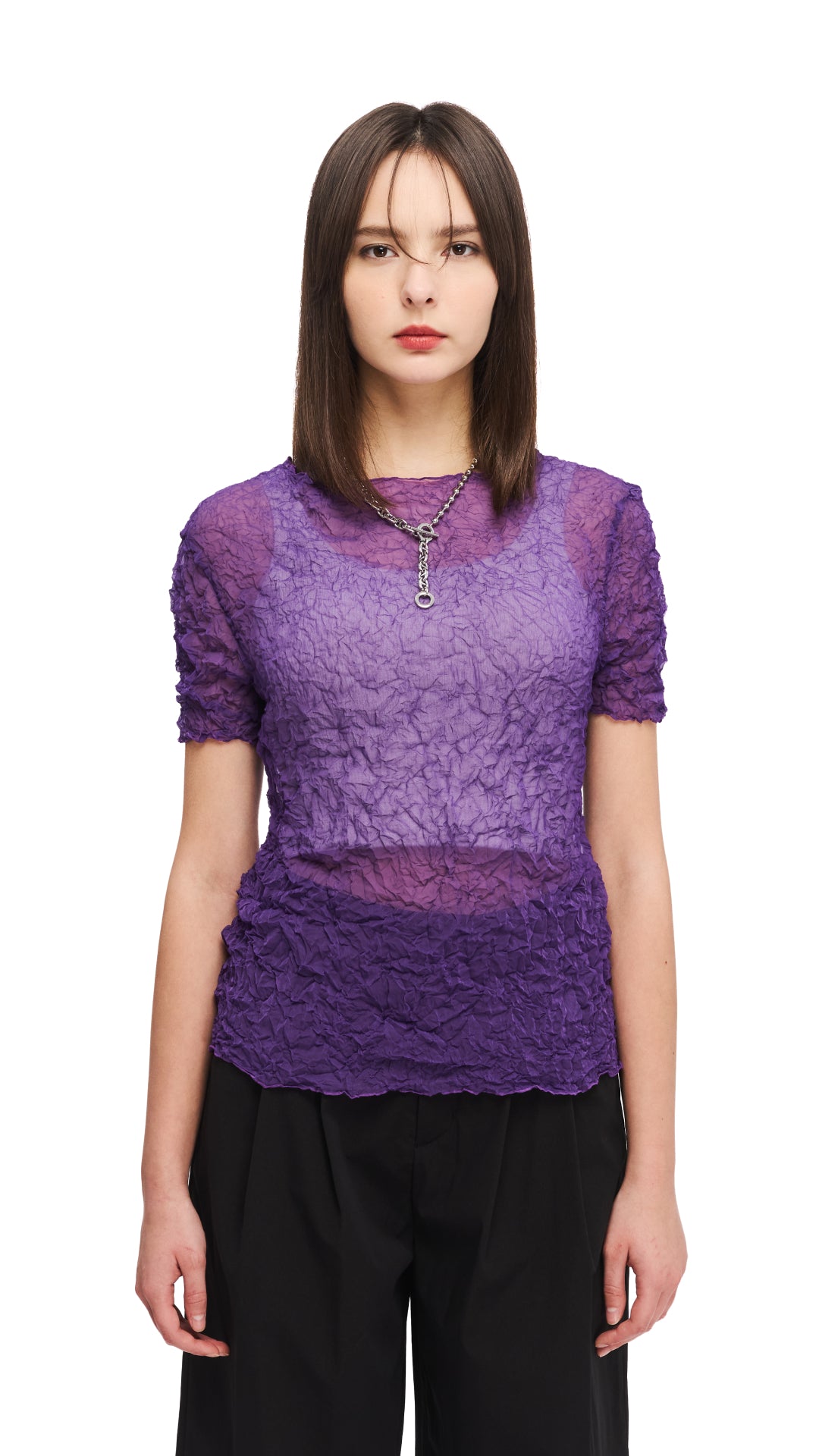 Crinkle Pleat Top Women's Blouse - Stylish & Comfortable for Casual Wear, Office & Date Night