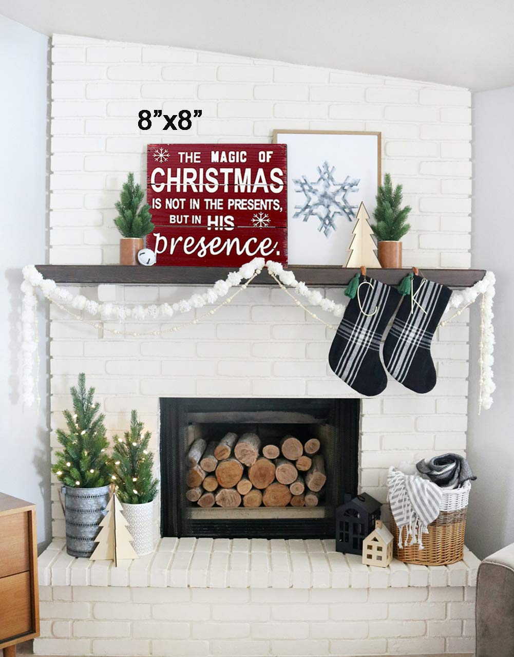 Rustic Christmas Wooden Wall Plaque - Holiday Decor for Home & Table