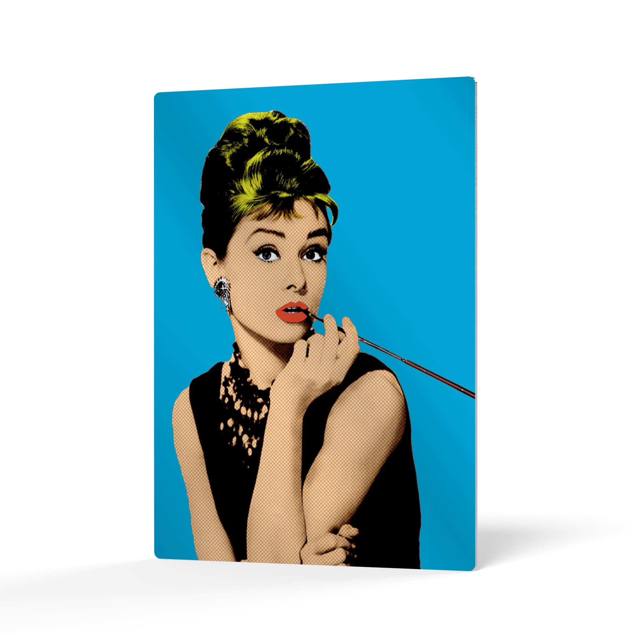 Audrey Hepburn Wall Art - Breakfast at Tiffany's Movie Poster - Blue Background Metal Print - 30x20 Inches - Modern Home Decor for Living Room & Bedroom - Made in USA | Perfect Gift for Film Lovers & Classic Hollywood Fans