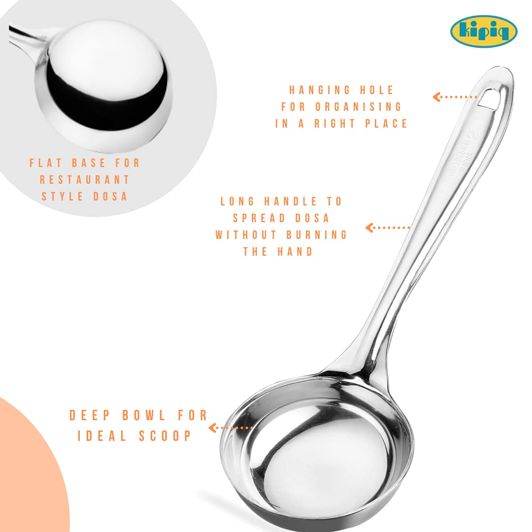 Kipiq Stainless Steel Idli Dosa Batter Container with Ladle - 4.5L Fridge Storage Container for Indian Cooking (Silver) | Perfect for Meal Prep & Kitchen Organization