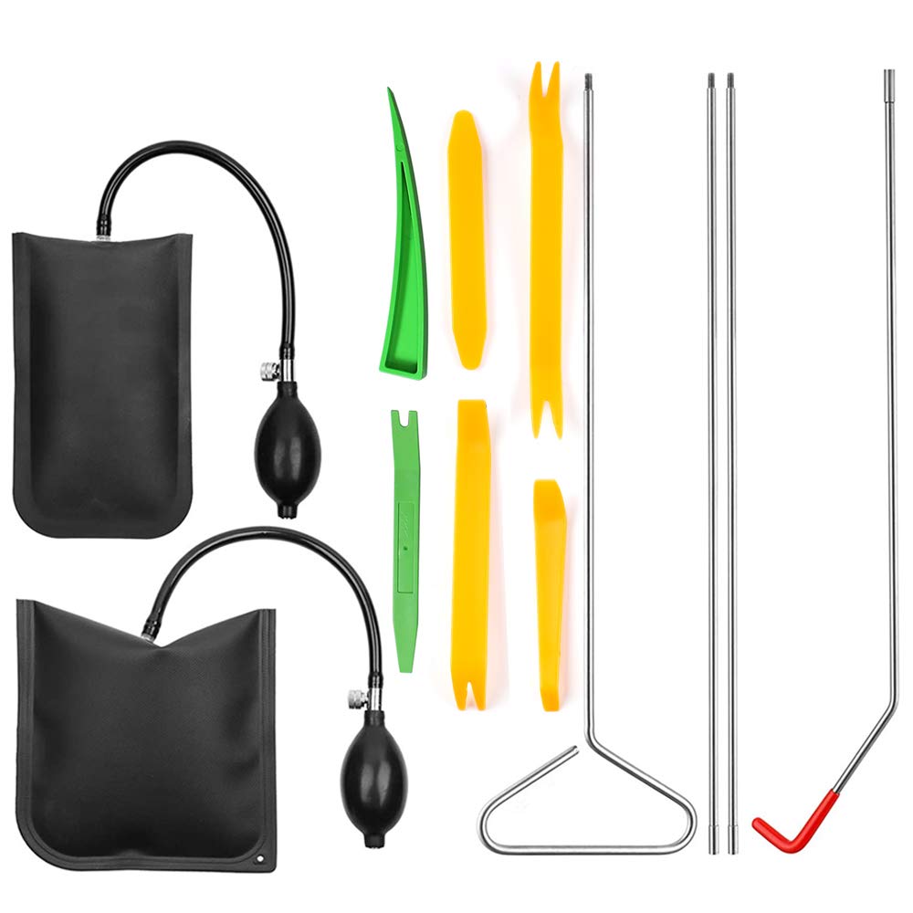 ZXMT 7-Piece Car Emergency Kit with Long Reach Grabber, Metal Wedge, Air Wedge & Essential Tools for Car & Truck (12-Piece Set) - Ideal for Roadside Assistance & Vehicle Maintenance