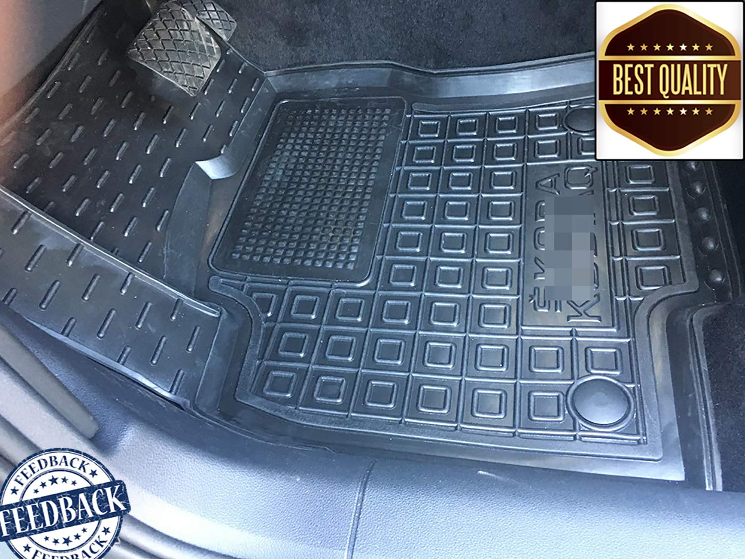 Premium Custom Fit All-Weather Floor Liners - 7-Piece Black Rubber Car Mats Set for Skoda Kodiaq (2017-2019) | 1st, 2nd & 3rd Row Protection | Waterproof & Durable for Winter, Rain & Mud | Perfect for SUVs, Family Trips & Outdoor Adventures
