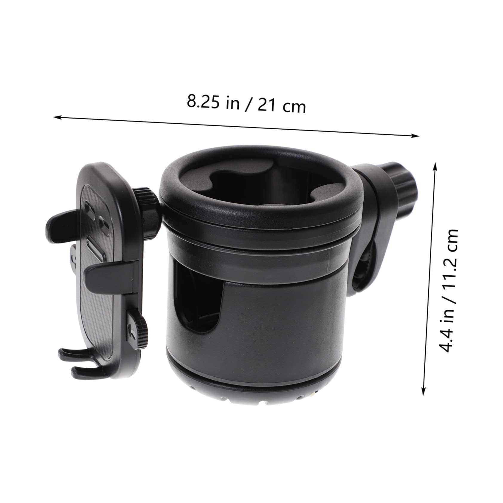 BIUDECO Universal Stroller Cup Holder with Phone Pocket - Black Pram Organizer for Baby Bottles, Drinks & Smartphones - Perfect for Walking, Jogging & Shopping with Your Stroller