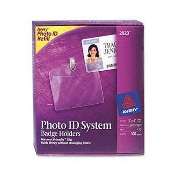 Avery Photo ID Badge Holders 2-Pack - Clear Badge Holder with Clip for Work, School & Events - 5577BL (100-Pack Option Available) - Perfect for Office, Conferences & Security Identification