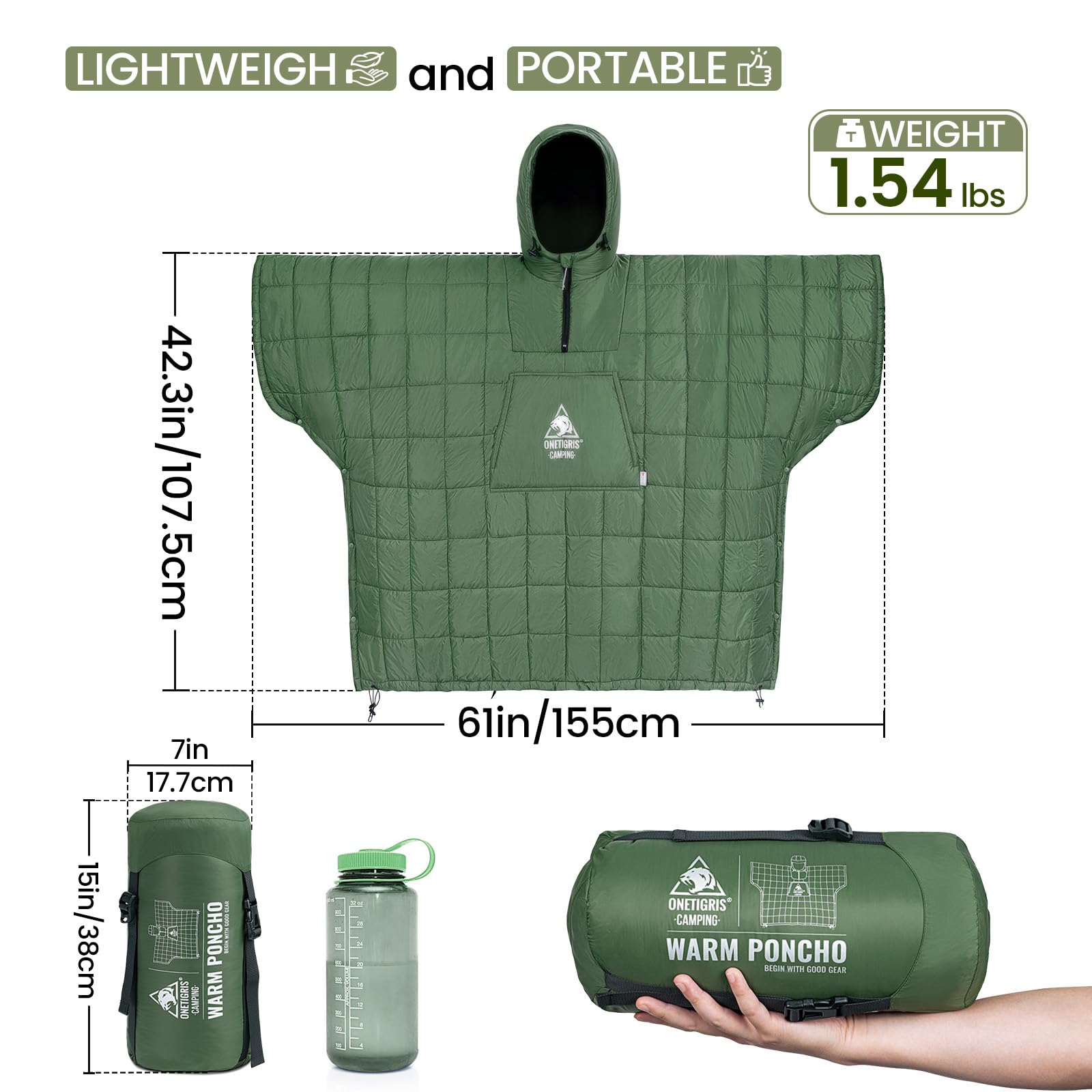 OneTigris Wearable Camping Blanket - Water-Resistant Poncho for Hiking & Outdoor
