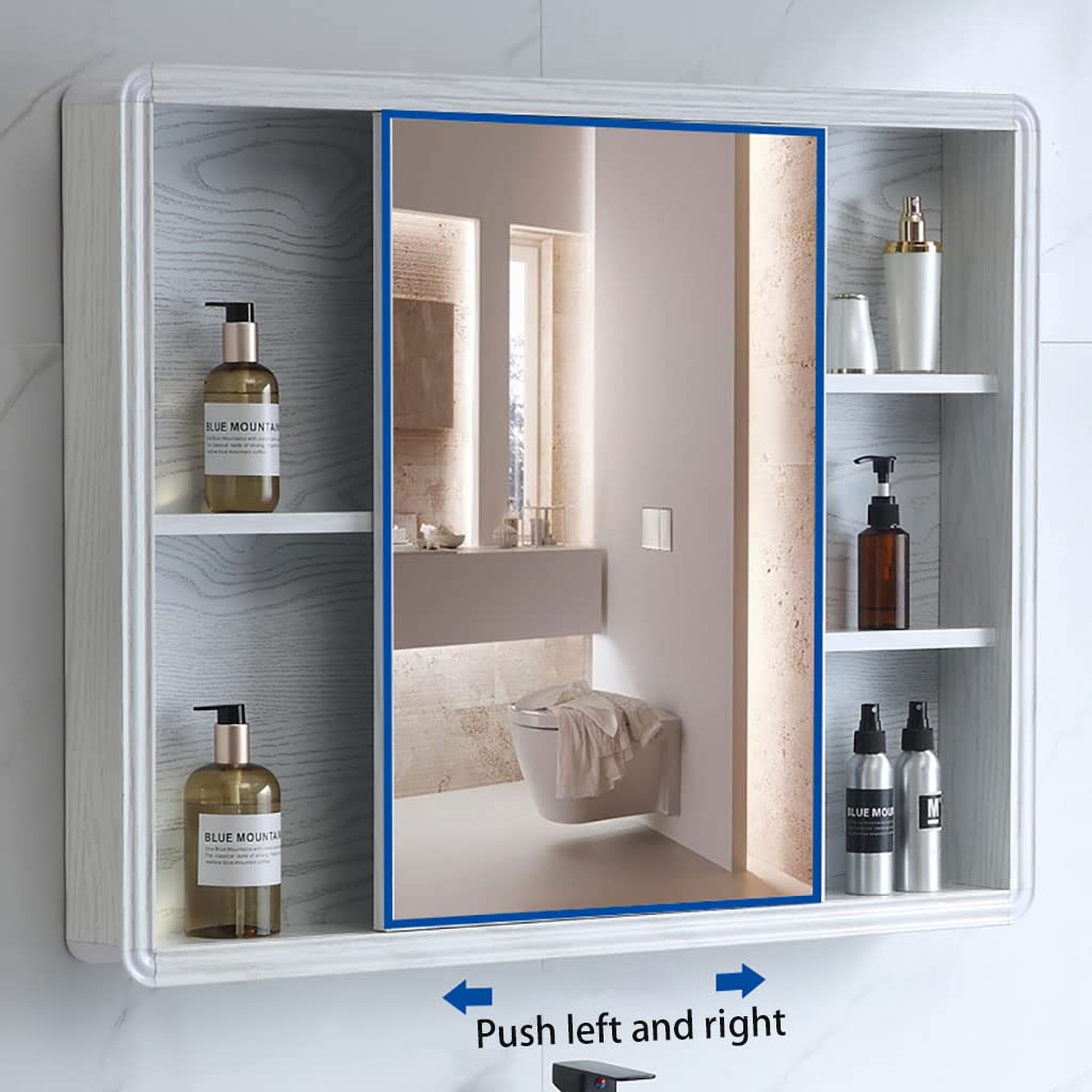 White Bathroom Mirror Cabinet - 23.5 x 27.5 Inch Wall Mount Medicine Cabinet with Storage - Perfect for Small Bathrooms, Vanities & Modern Home Decor