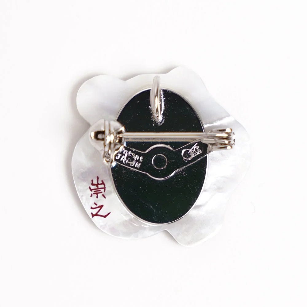 Handmade Maki-e Urushi Lacquer Brooch with White South Sea Pearl Shell & Tiger Design - Traditional Japanese Lacquer Jewelry for Women, Gift for Pearl Lovers, Perfect for Weddings & Special Occasions