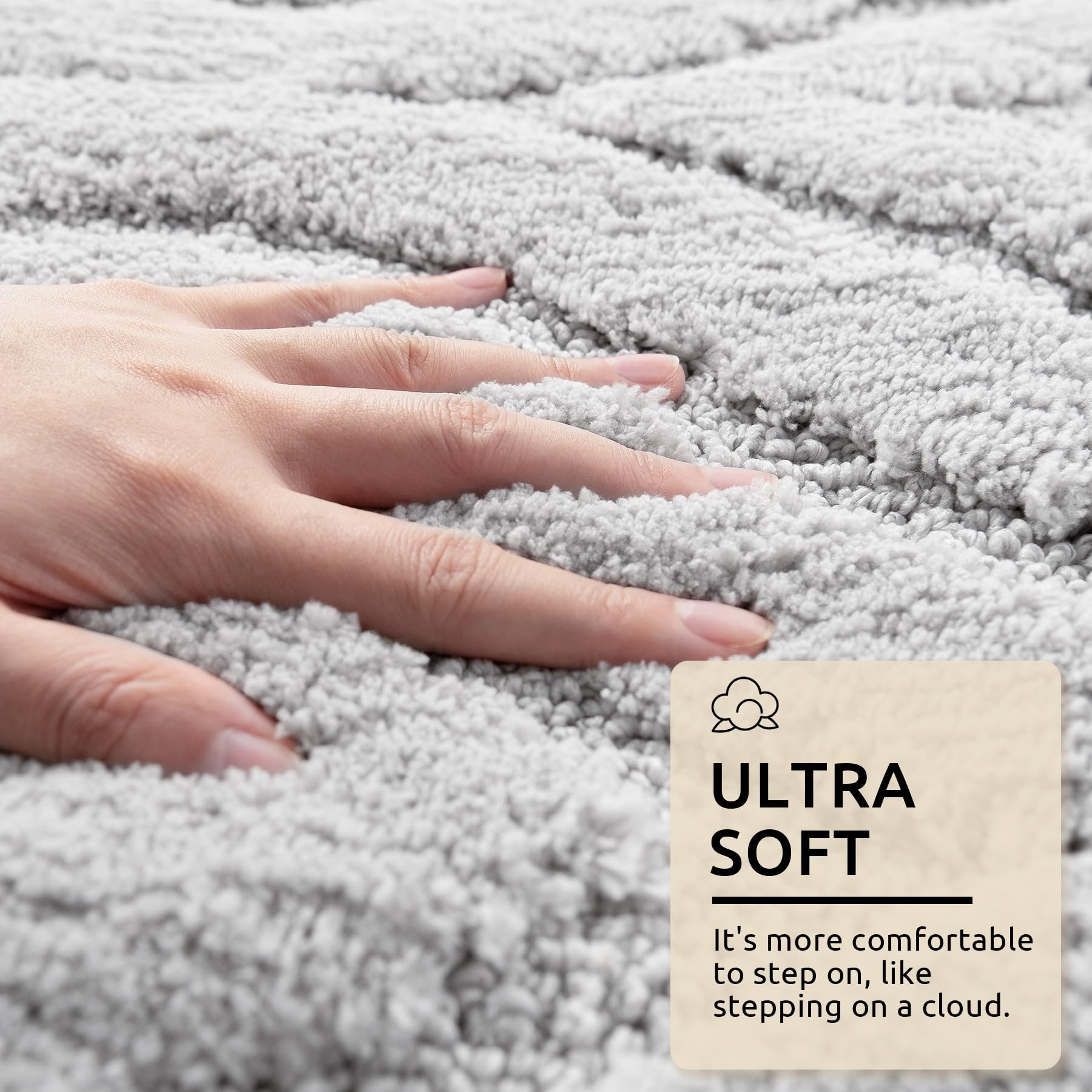 Non-Slip 24x47 Inch Long Bathroom Rug Runner - Soft Washable Large Bath Mat for Bathroom, Bedroom, Hallway & Kitchen Floor - Modern Boho Decor Carpet in Gray - Perfect for Cozy Home & High-Traffic Areas