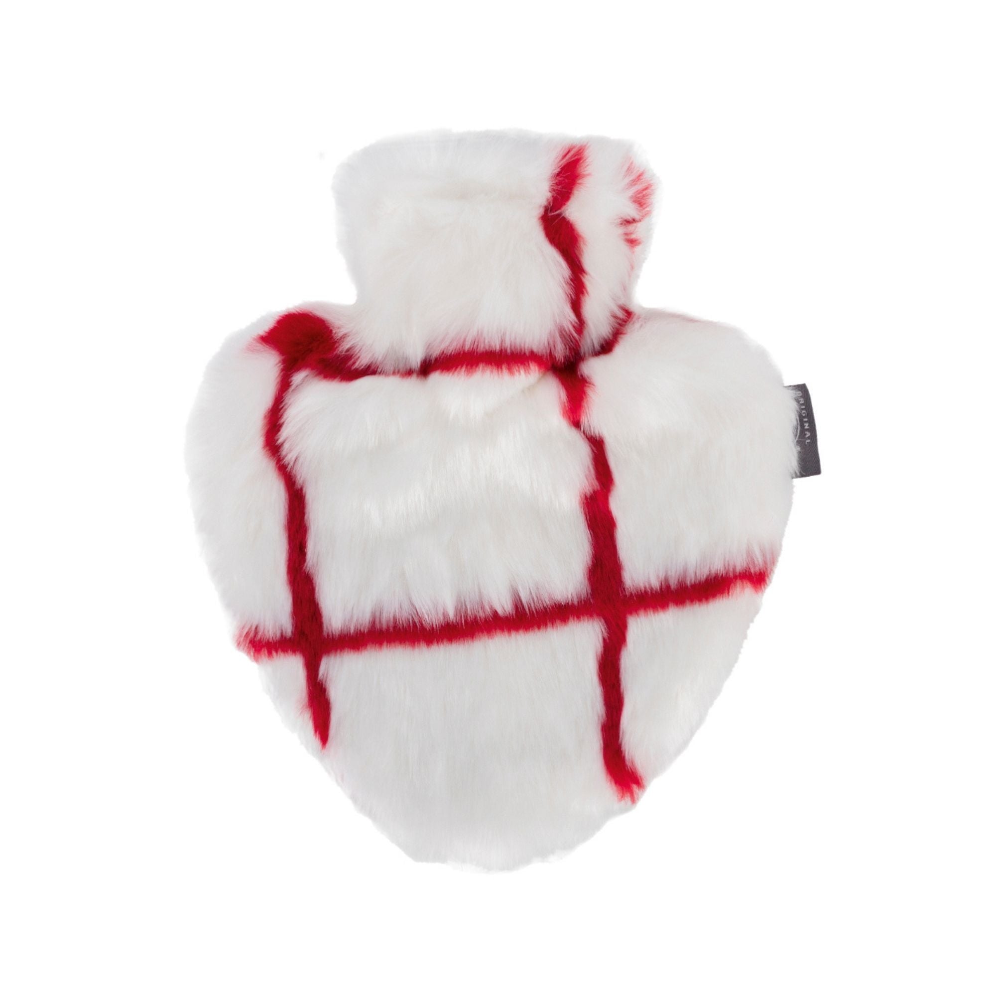 0.7L Heart Shaped Hot Water Bottle with Soft White & Red Faux Fur Cover - Perfect for Winter Warmth, Period Pain Relief & Cozy Nights at Home