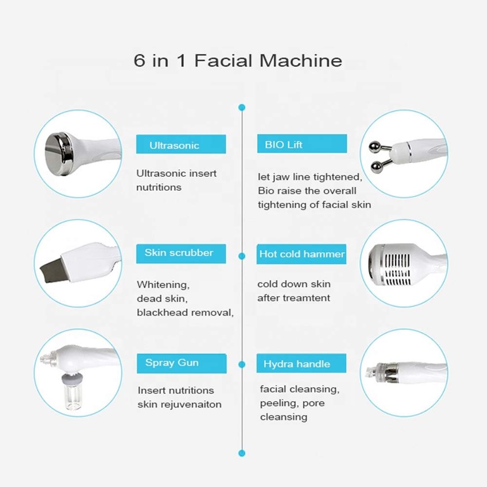 Professional 6-in-1 Diamond Microdermabrasion Machine for Skin Cleaning, Hydro Dermabrasion & Hydra Facial Massage | Pore Cleaner & Rejuvenation | Perfect for Spa, Salon & At-Home Skincare Treatments