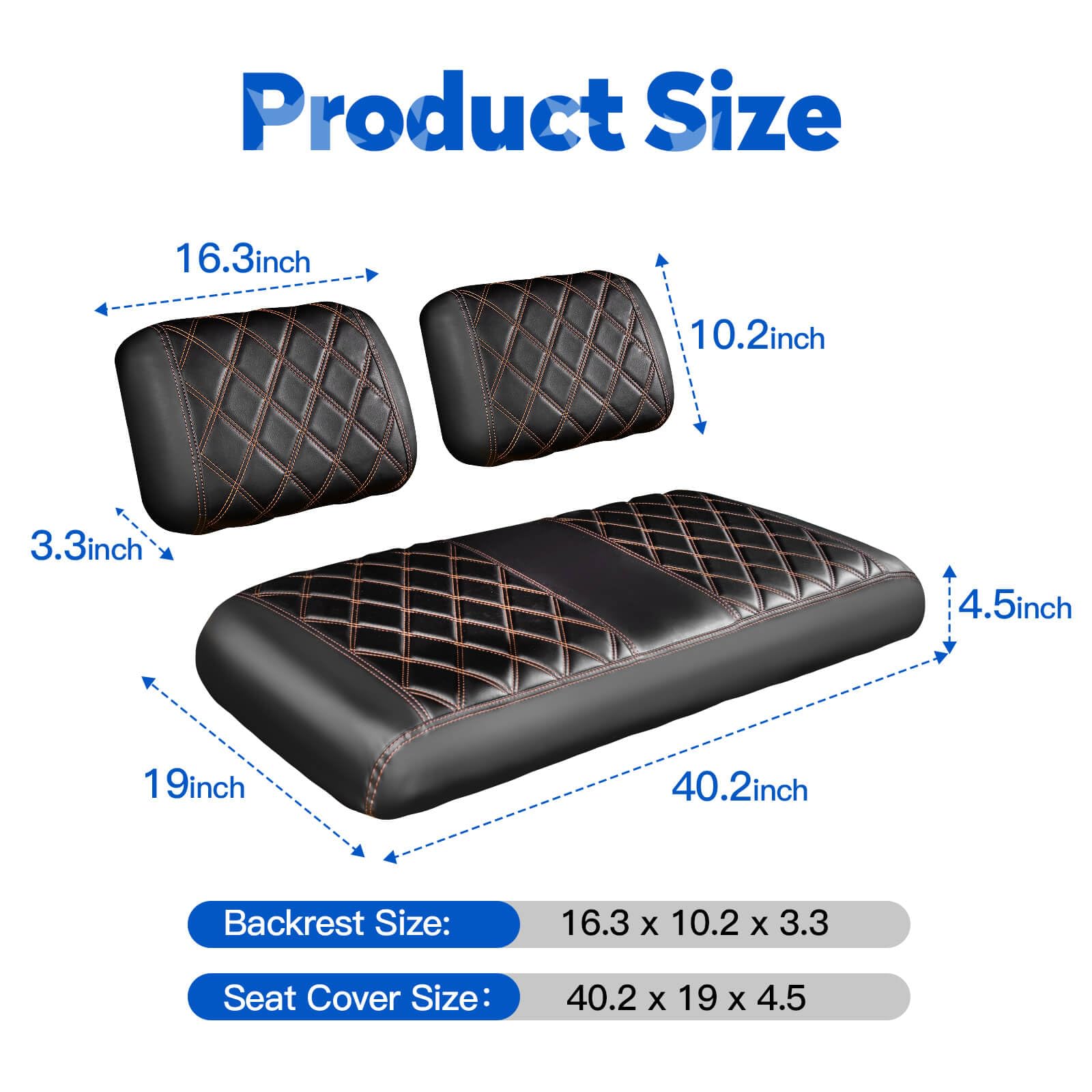 Premium Golf Cart Diamond Seat Covers Kit - Universal Fit for Club Car DS Pre-2000 Models | No Nails Required Vinyl Seat Covers with Black & Brown Stitching | Perfect for Golf Course Rides, Outdoor Events & Custom Cart Upgrades