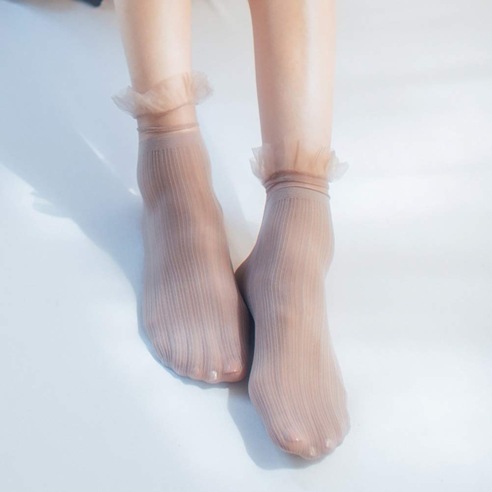 12 Pairs Ultra-Thin Lace Socks for Women & Girls - Black & White Ruffle Socks, Bridesmaid & Sweet Stockings - Perfect for Weddings, Parties & Everyday Wear