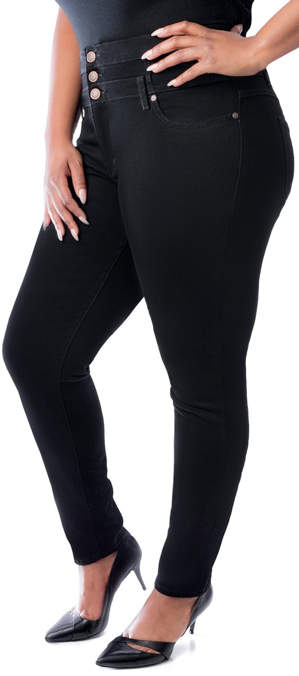 Jack David Women's Plus Size High Waisted Stretchy Skinny Jeans - Black & Blue Denim Pants for Casual Wear & Everyday Comfort