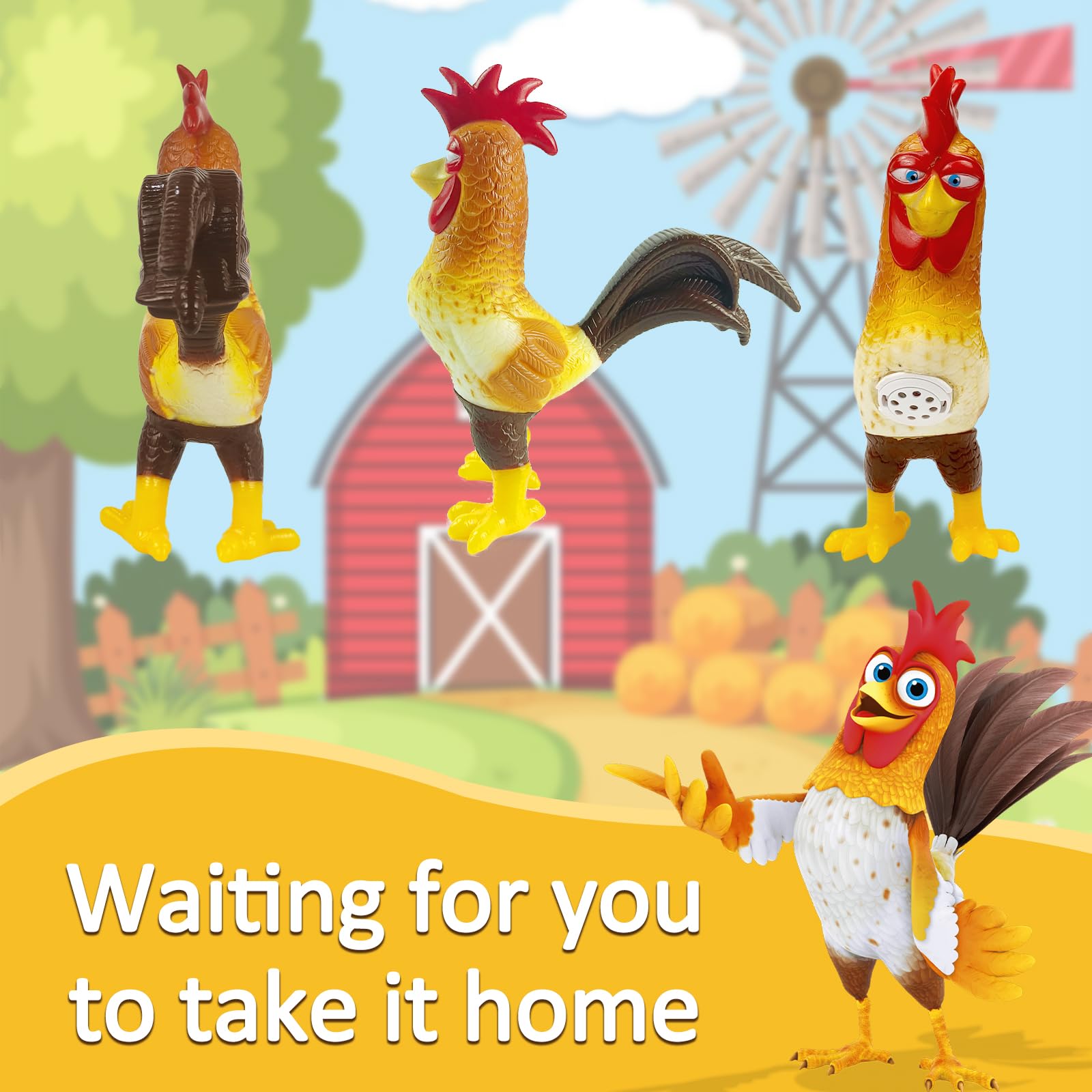Zenon Bartolito PVC Chicken Spanish Musical Farm Animal Toy - Interactive Learning & Educational Farm Figure for Toddlers 1-3 Years Old - Perfect Birthday & Christmas Gift for Kids (Great for Farm-Themed Playtime & Early Childhood Development)