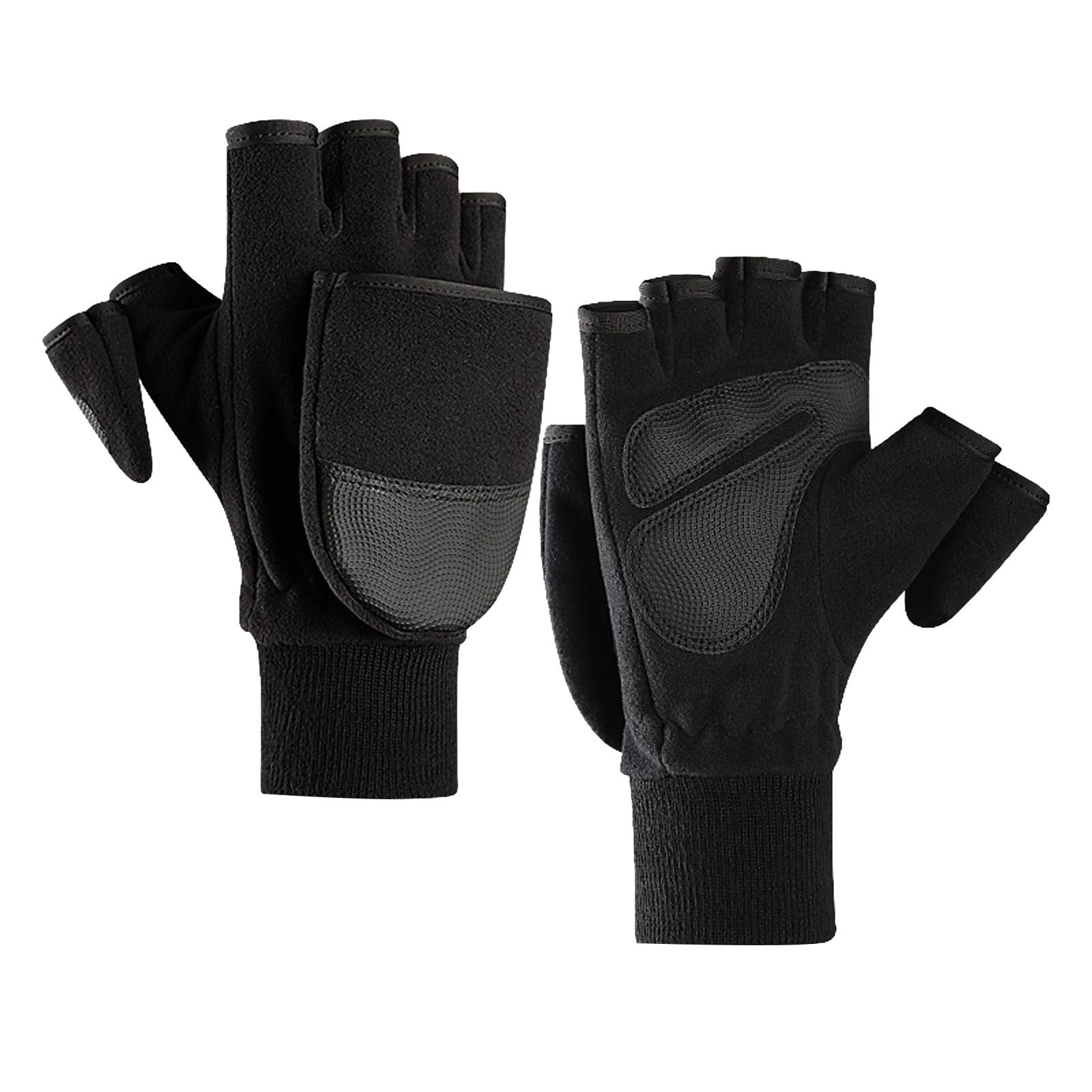 Men's Winter Thickened Fleece Fingerless Touchscreen Cycling Gloves - Outdoor Bike Riding, Running, Hiking & Cold Weather Activities