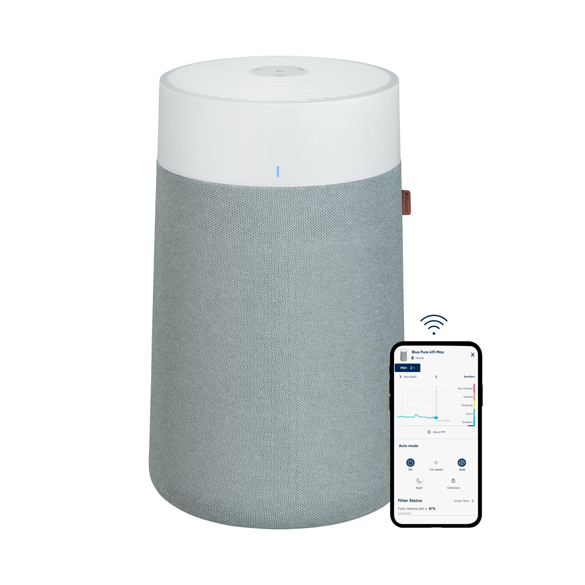 Blue Pure 411i Max HEPASilent Air Purifier for Bedroom & Home - Smart Air Cleaner for Allergies, Pets, Viruses - Compact Purifier for Small Rooms | Perfect for Nurseries, Offices & Allergy Relief