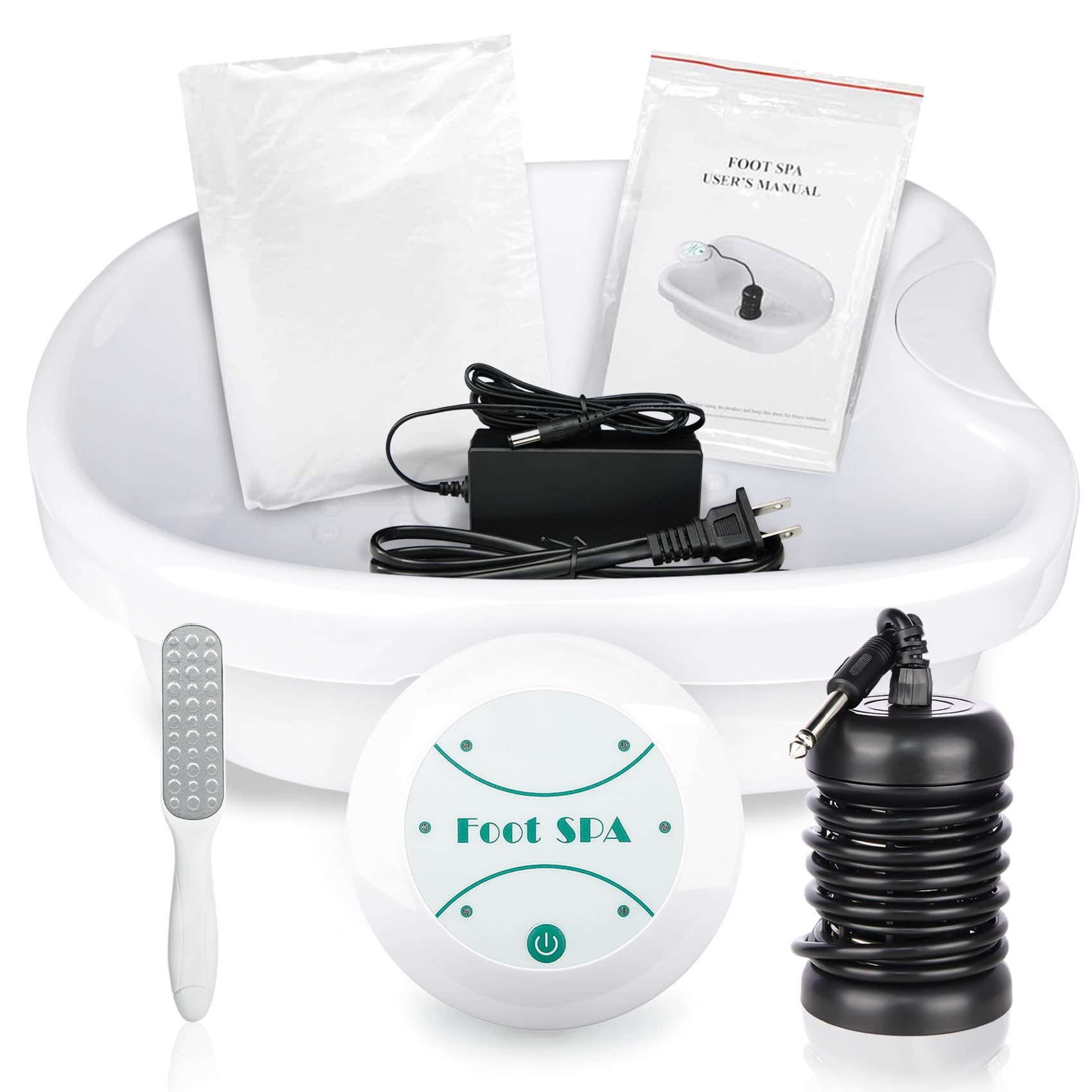 BOEE Ionic Detox Foot Bath Machine with Foot File - Home Spa Ion Cleanse System for Relaxation & Detoxification - Perfect for Stress Relief, Foot Care, and Wellness Routine