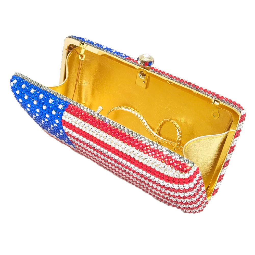 Elegant Rhinestone Crystal Clutch Purse for Women - National Flag Design Evening Bag & Formal Party Handbag | Perfect for Weddings, Prom, Cocktail Parties & Special Occasions