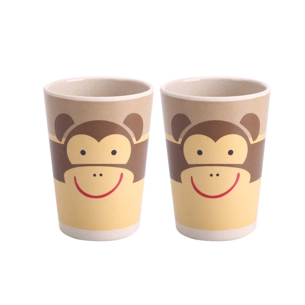 Eco-Friendly Bamboo Fiber Cup with Cute Cartoon Monkey Design - Perfect for Water, Milk, Juice, Coffee & Hot/Cold Drinks - Ideal for Kids, Office Use & Outdoor Activities