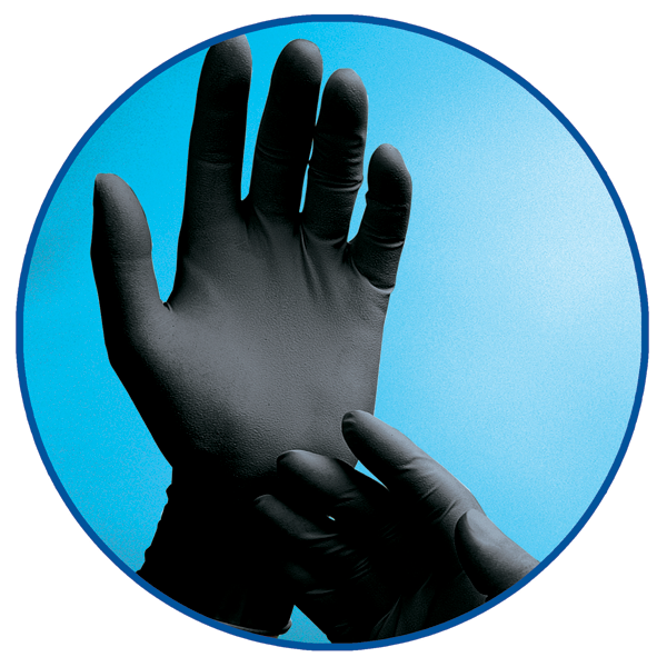 Adenna Phantom Black Latex Exam Gloves - Powder Free, Disposable, Medical Grade for Healthcare, Food Service & Cleaning - 100 Count Box