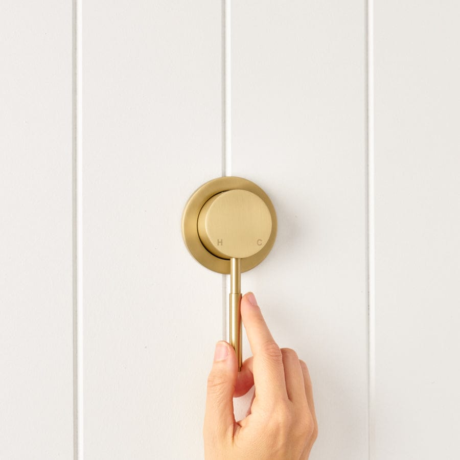 Premium Melbourne Wall Mixer in Brushed Brass - Modern Bathroom Faucet for Sink, Vanity & Powder Room - Perfect for Home, Hotel & Luxury Spaces