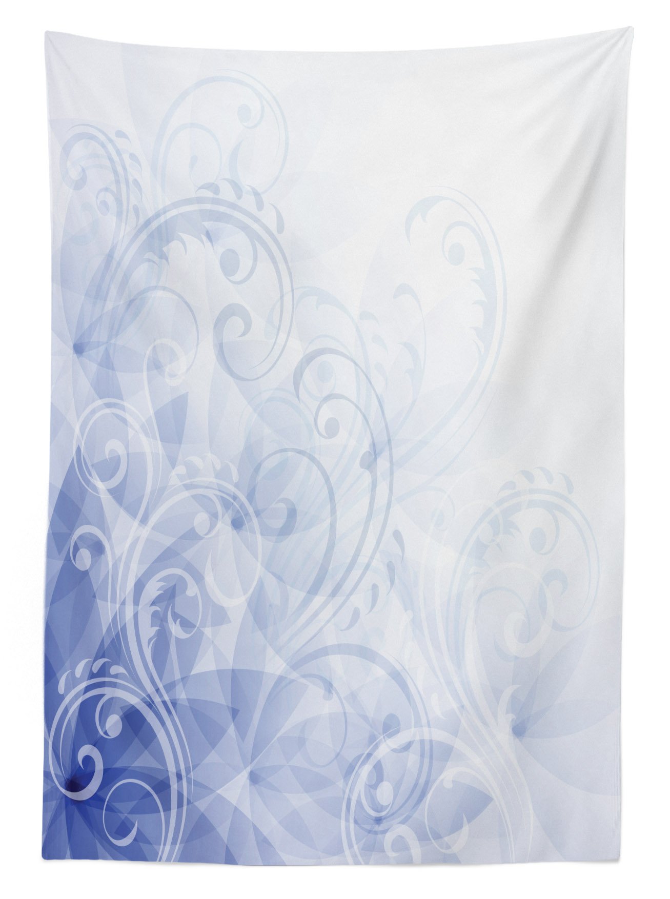 Ambesonne Pale Blue Outdoor Tablecloth - Abstract Curled Leaves Floral Design, Waterproof Washable Picnic Table Cover 58x84 Inches - Perfect for Garden Parties, BBQs, and Outdoor Dining (Pale Blue White Violet)