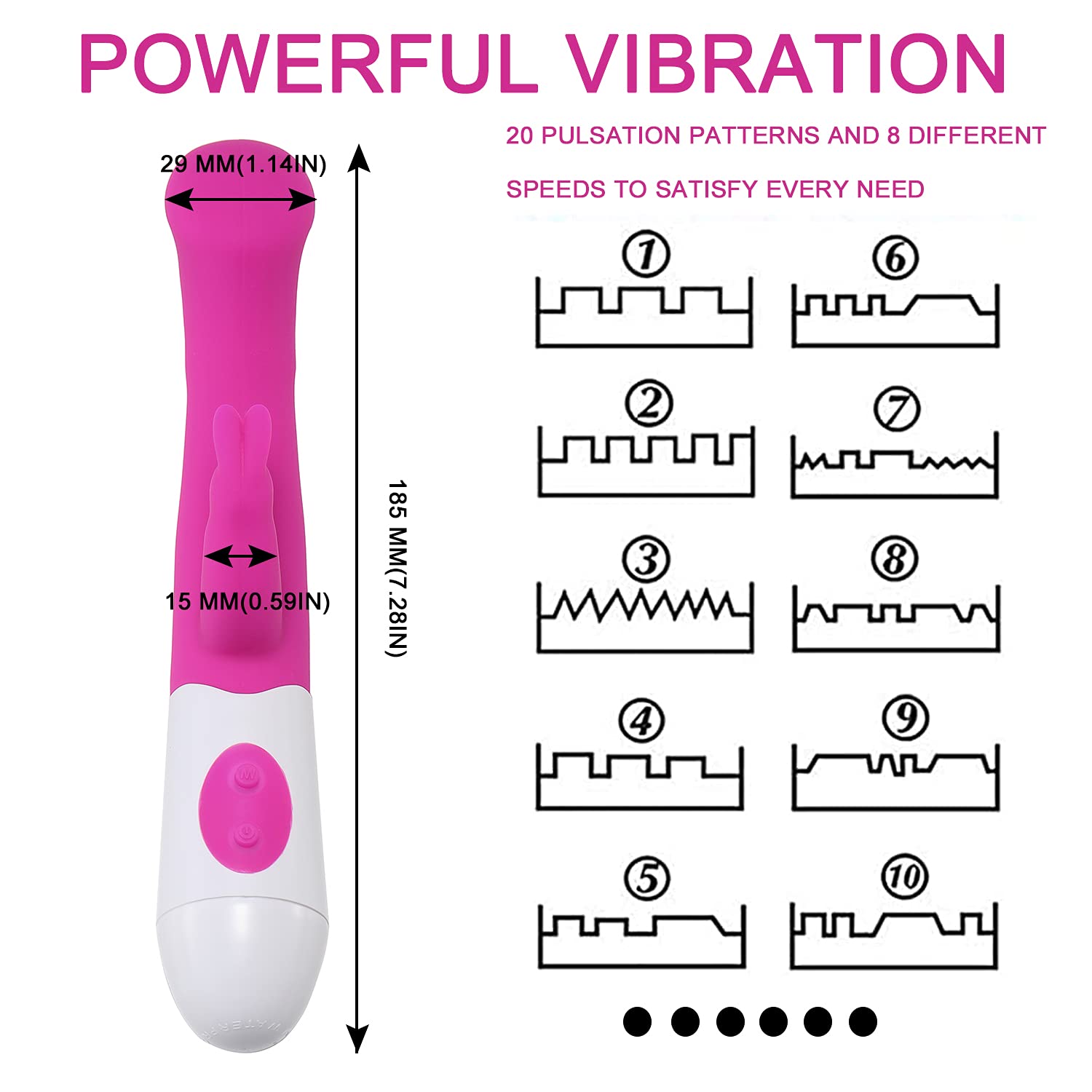 Rechargeable Rabbit Vibrator for Women - 10 Powerful Vibrations Dual Motor Clitoral & G-Spot Stimulator - Silent Waterproof Rose Sex Toy for Couples Play, Solo Pleasure & Sensual Massage
