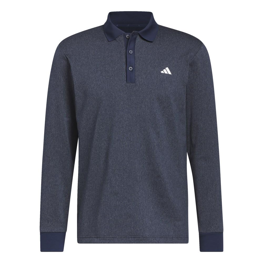 adidas Men's Essentials Long Sleeve Golf Polo Shirt - Moisture Wicking, UV Protection & Breathable - Perfect for Golf, Casual Wear & Outdoor Activities