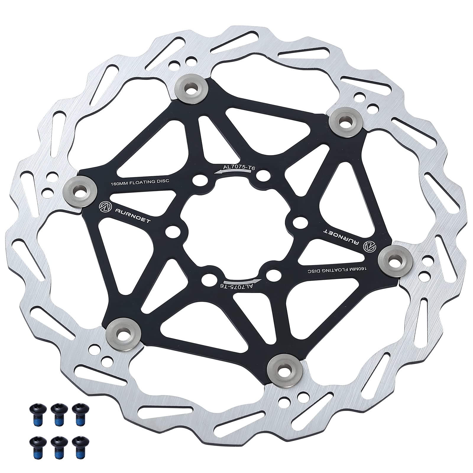 Aurnoet 160mm 180mm Bike Disc Brake Rotor - 6 Bolt Universal Fit for Road Bikes, Mountain Bikes, MTB & BMX - Multiple Colors (Black, Red, Blue, Purple, Green) - Perfect for Cycling, Commuting & Off-Road Adventures