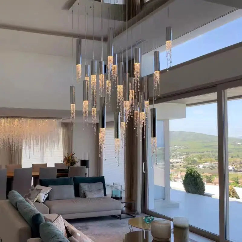 Modern Celia Staircase Chandelier - Elegant Ceiling Light Fixture for Hallway, Foyer, and Stairwell Lighting
